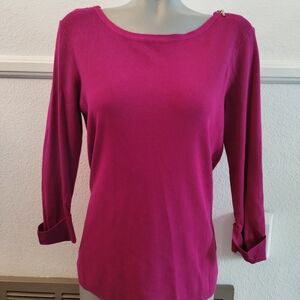 Roz & Ali Fuchsia Scoop Neck Sweater